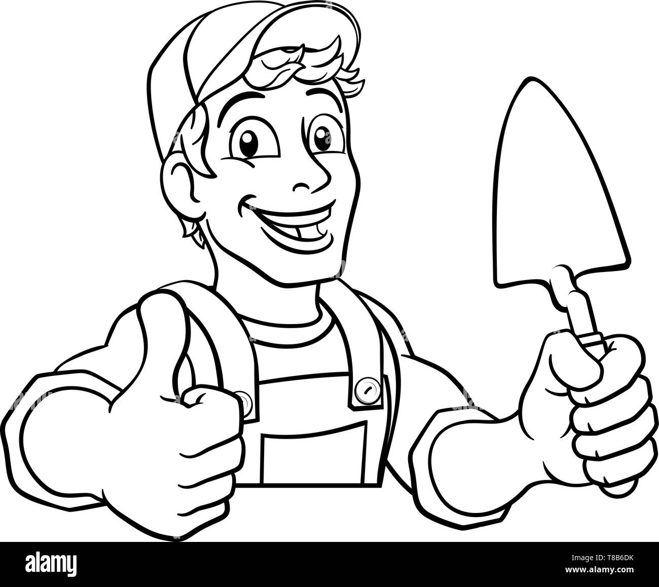 Trowel Construction Site Cartoon Builder Handyman Stock Vector