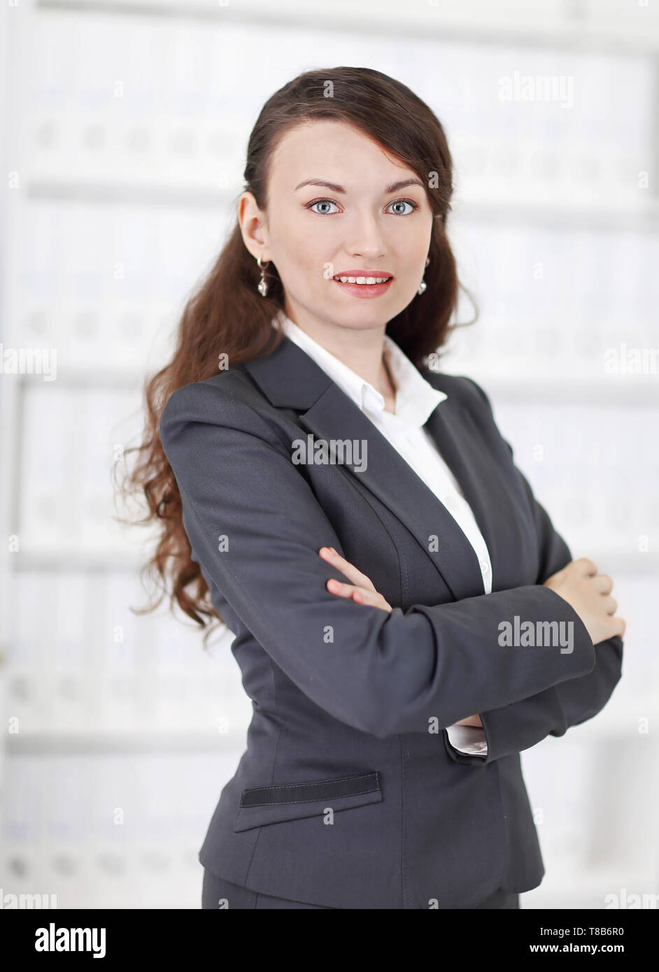 portrait of successful business woman on the background of the office ...