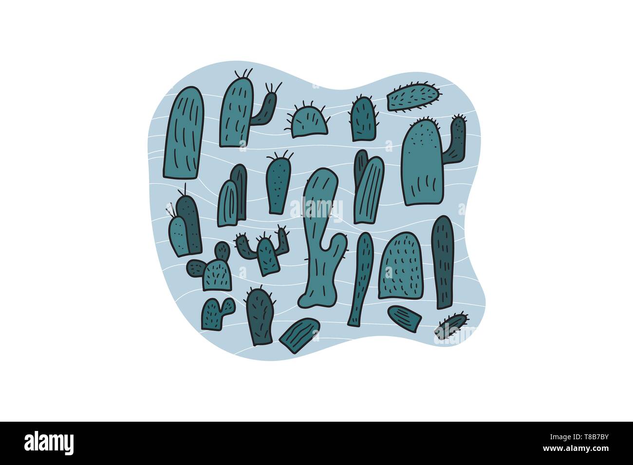 Vector cactus design set. Collection of plants in doodle style Stock ...