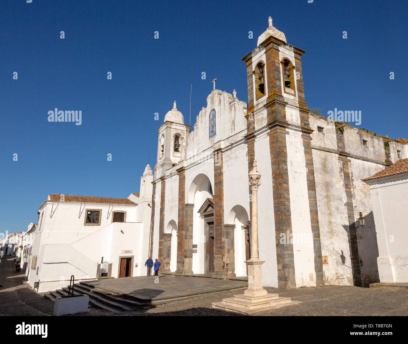 Historic church inside the walled hilltop village of Monsaraz, Alto Alentejo, Portugal, southern Europe Stock Photo