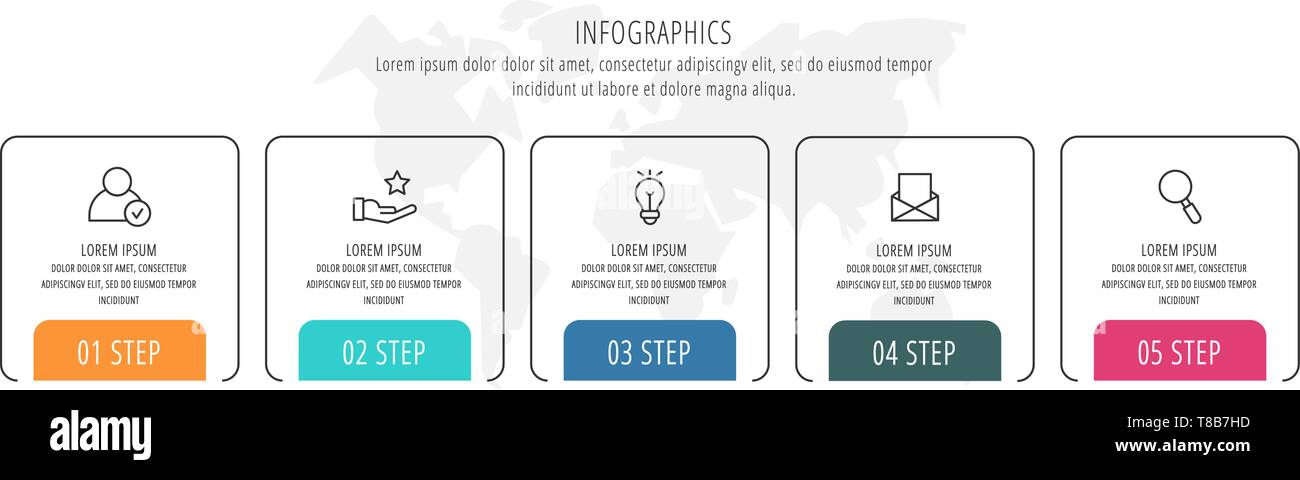 Modern vector flat illustration. Infographic arrows template with five ...
