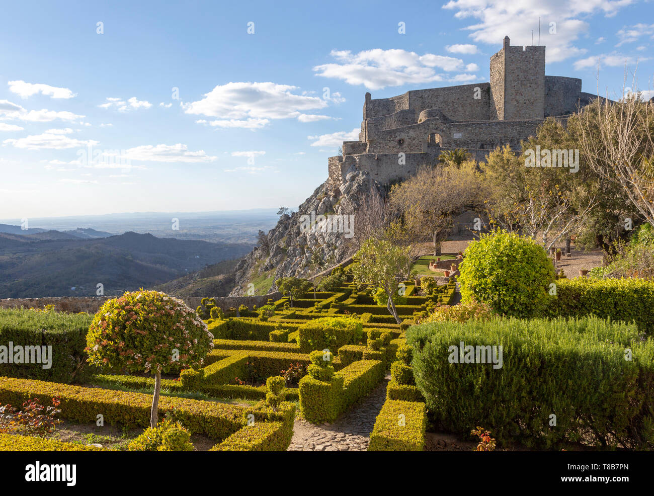 Garden of historic castle medieval village of Marvão, Portalegre district, Alto Alentejo, Portugal, Southern Europe Stock Photo
