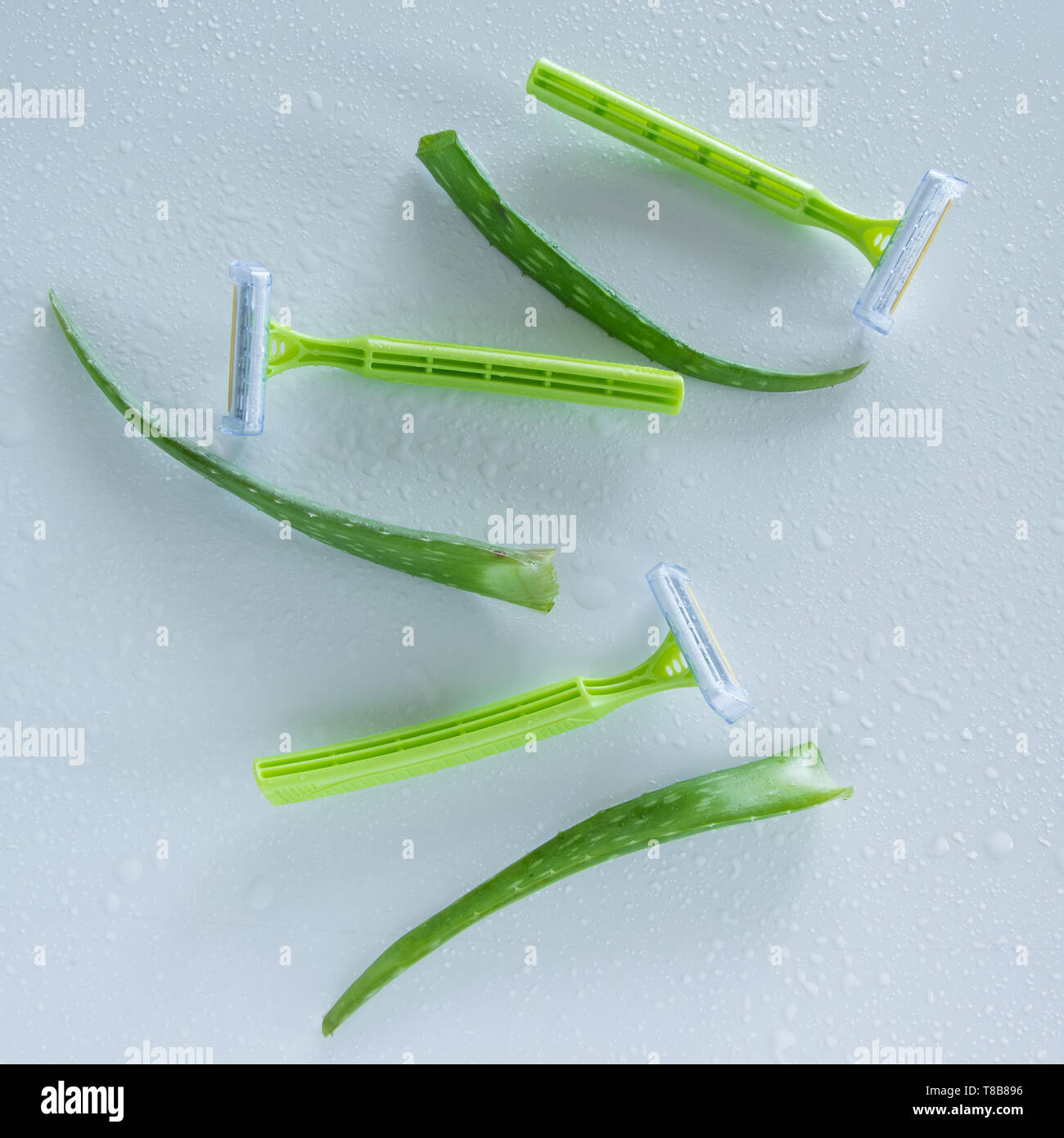 Shaving accessory for sensitive skin. Disposable razor with aloe vera ...