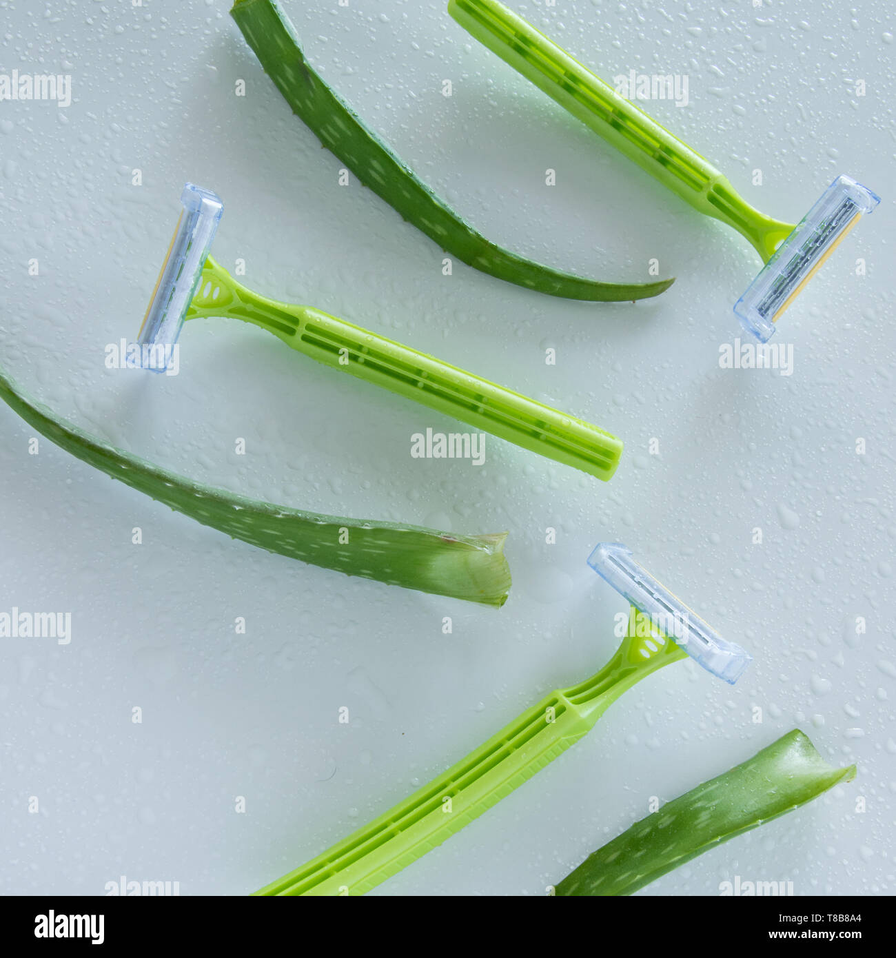 Shaving accessory for sensitive skin. Disposable razor with aloe vera ...