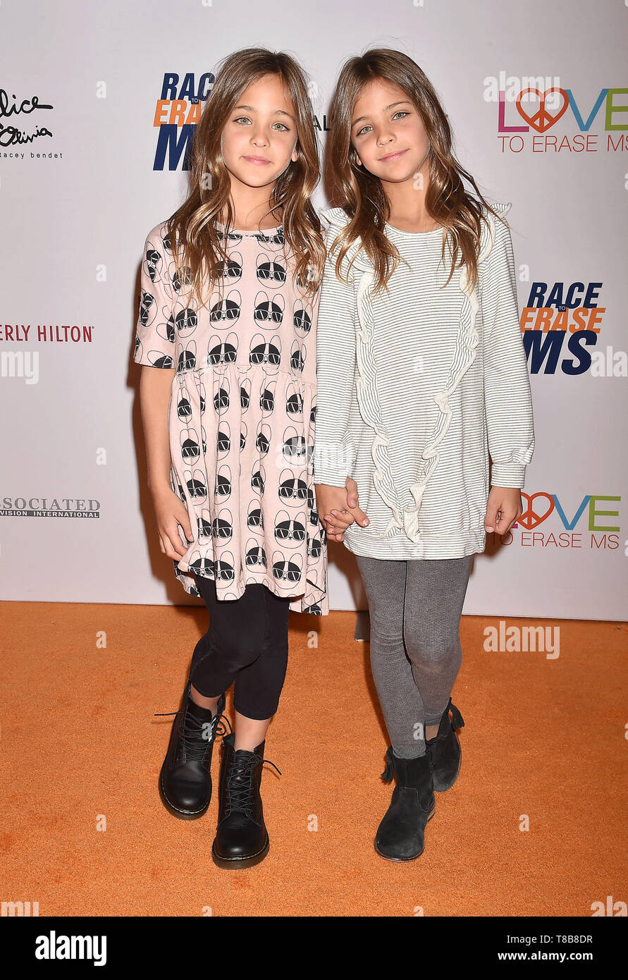 BEVERLY HILLS, CA - MAY 10: Ava Marie Clements (L) and Leah Rose Clements attend the 26th Annual Race to Erase MS Gala at The Beverly Hilton Hotel on May 10, 2019 in Beverly Hills, California. Stock Photo