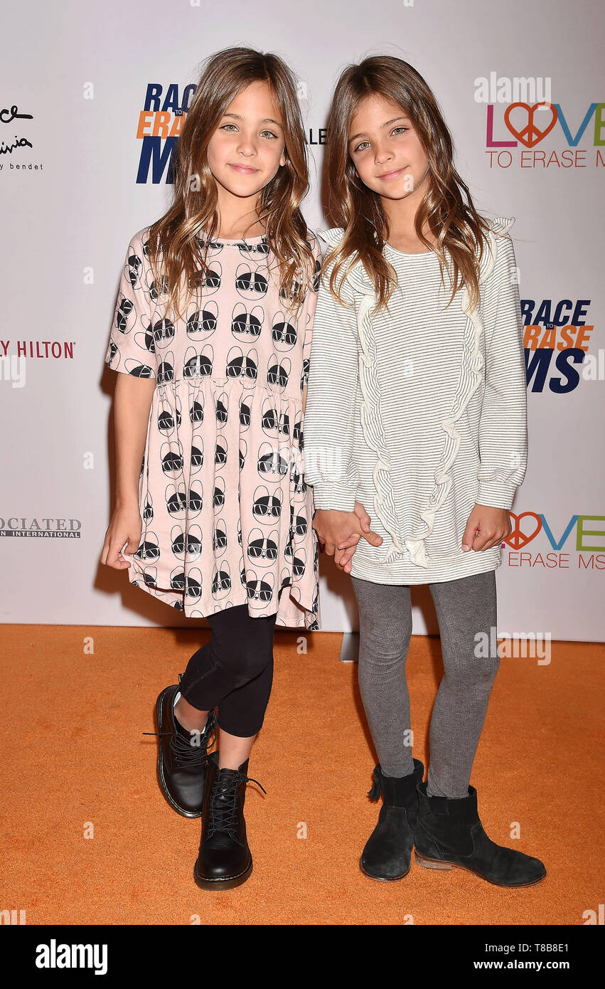 BEVERLY HILLS, CA - MAY 10: Ava Marie Clements (L) and Leah Rose Clements attend the 26th Annual Race to Erase MS Gala at The Beverly Hilton Hotel on May 10, 2019 in Beverly Hills, California. Stock Photo