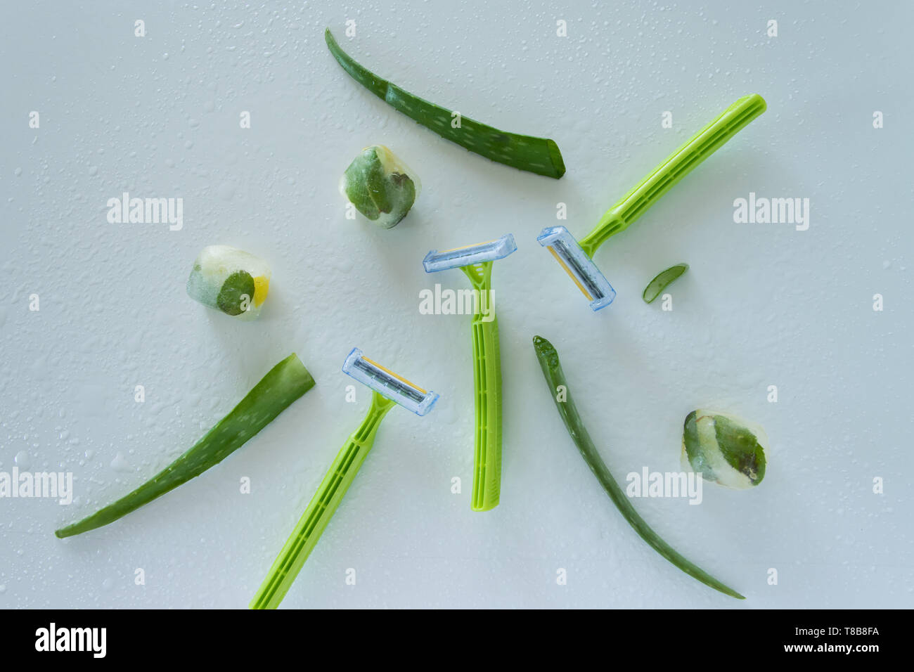 Shaving accessory for sensitive skin. Disposable razor with aloe vera ...