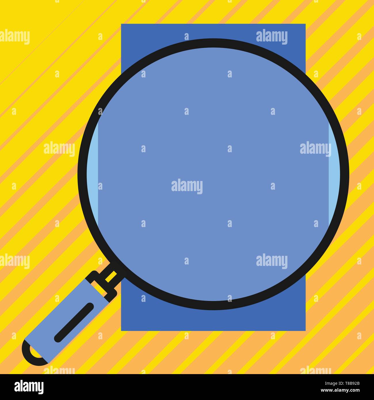 Round magnifying glass with iron handle frame to make object look