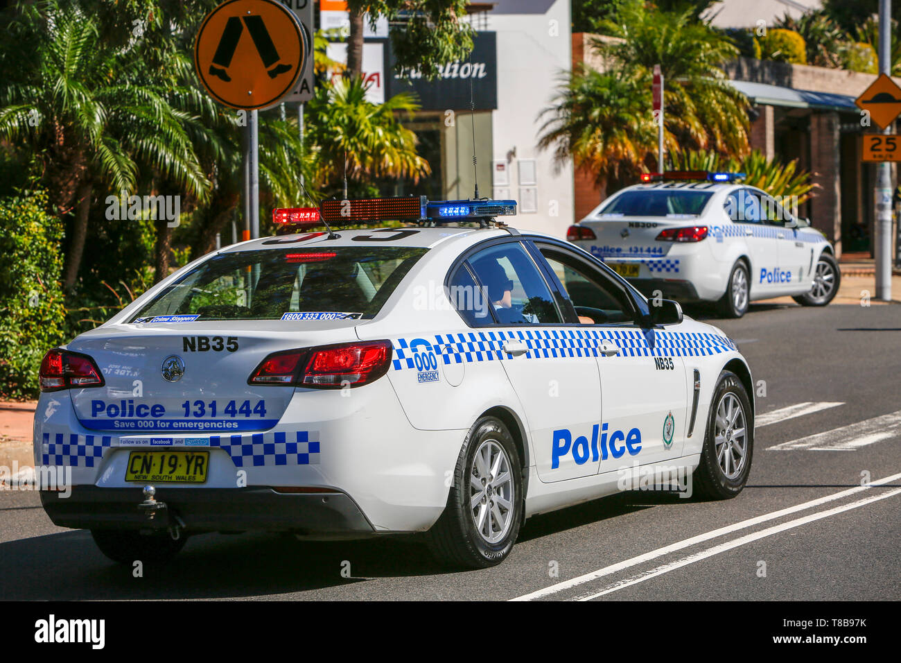 Australian police car, New South Wales police cars vehicles parked in Sydney,NSW, Australia Stock Photo