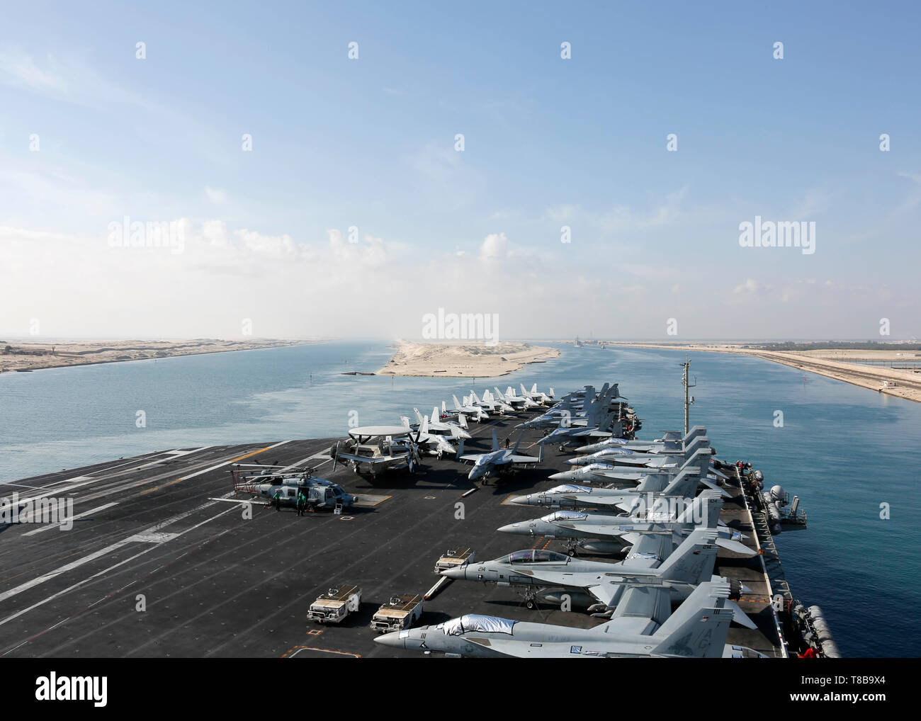 190509NME5681495 SUEZ CANAL (May 9, 2019) The Nimitzclass aircraft carrier USS Abraham