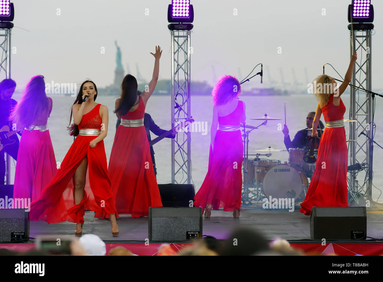 M. Turetsky SOPRANO is a Russian Women’s art group (a cappella). Concert in  Wagner Park, Battery Place. May 12 2018. Stock Photo