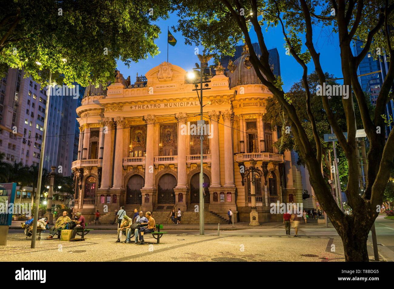 Brazil, Southeast region, Rio de Janeiro, city classified World Heritage of UNESCO, Municipal Theater (Theatro Municipal) Stock Photo