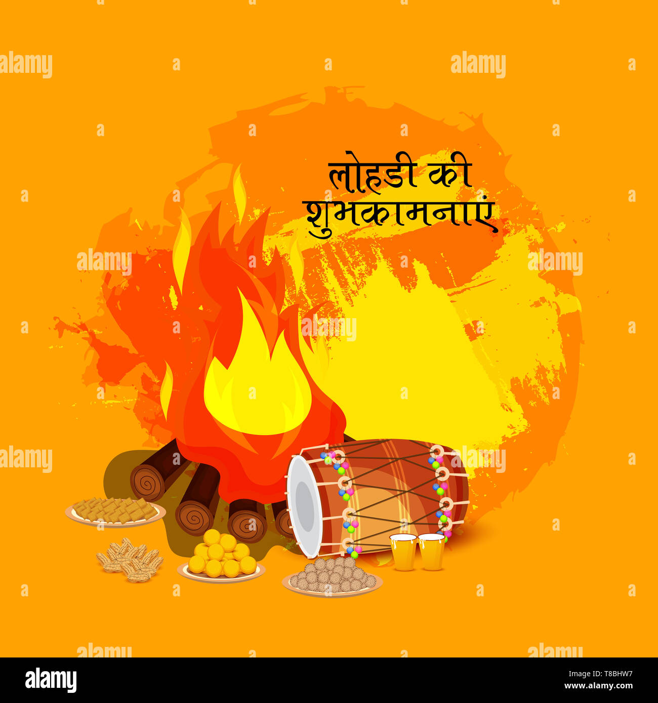 Vector illustration of a Background for Happy Lohri Holiday Template for  Punjabi Festival Stock Photo - Alamy