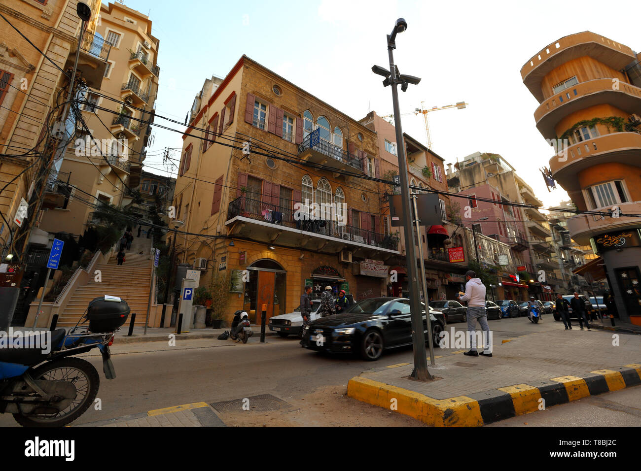 Editorial Image Beirut, Lebanon - 12.29.2017: City life in the up and coming Mar Mikhael district just off central Beirut. Stock Photo