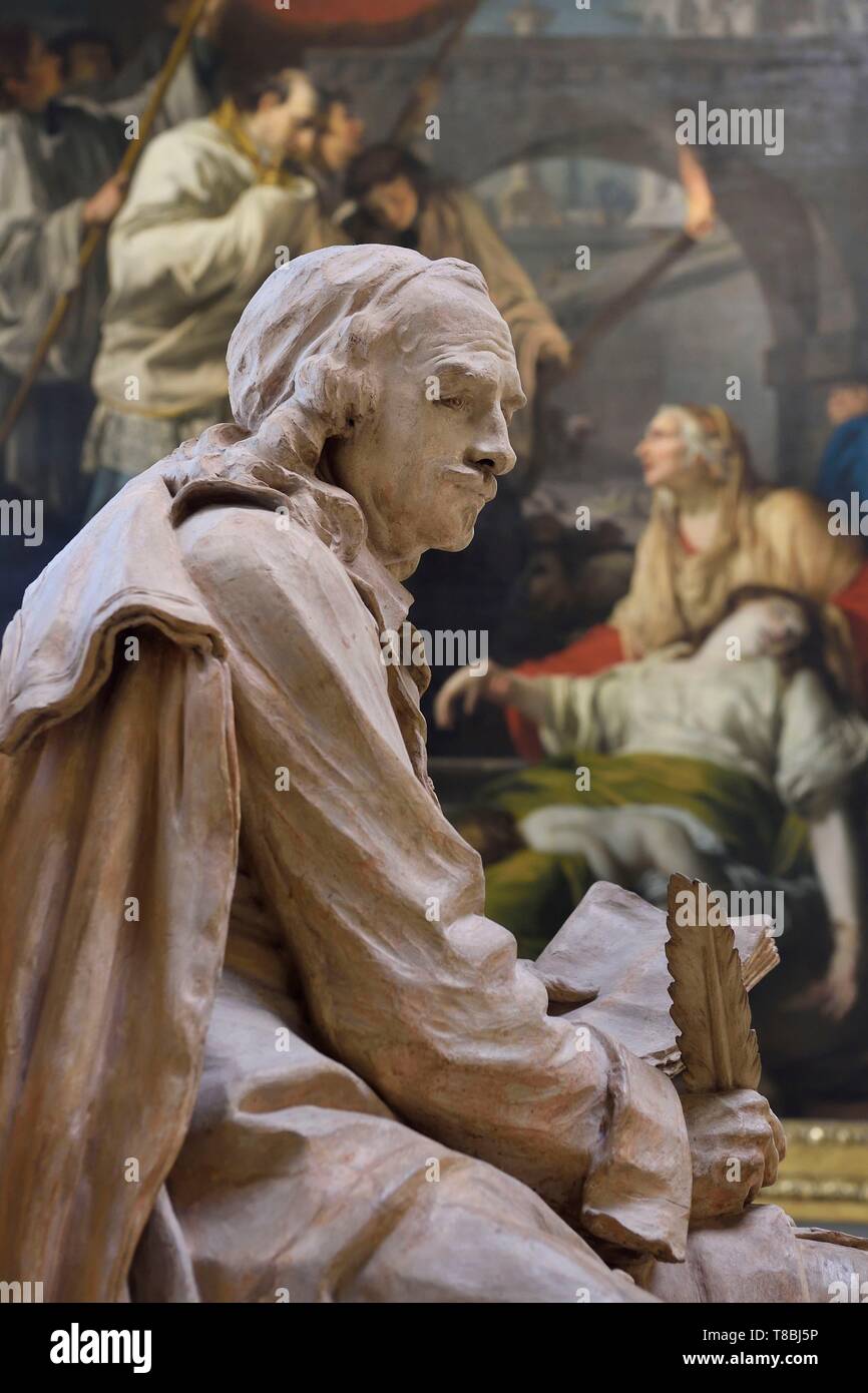 France, Seine Maritime, Rouen, Fine Arts museum, statue of Pierre Corneille by Jean Jacques Caffieri (terracotta) Stock Photo