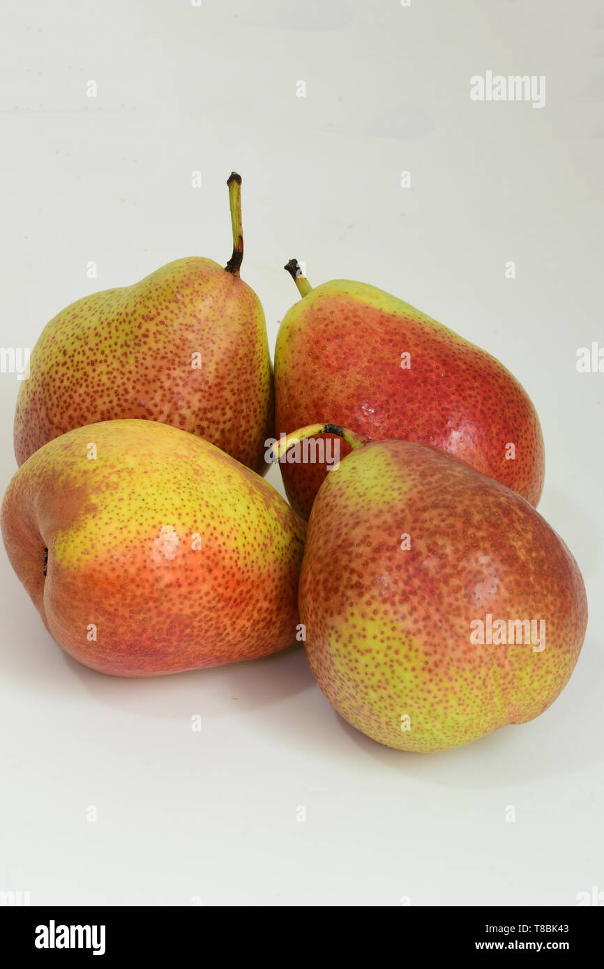 Red and yellow green Pears isolated on white background Stock Photo