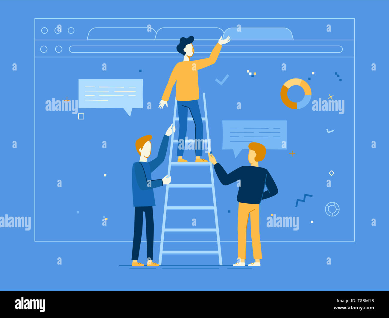 Vector Illustration In Flat Linear Style Web Banner