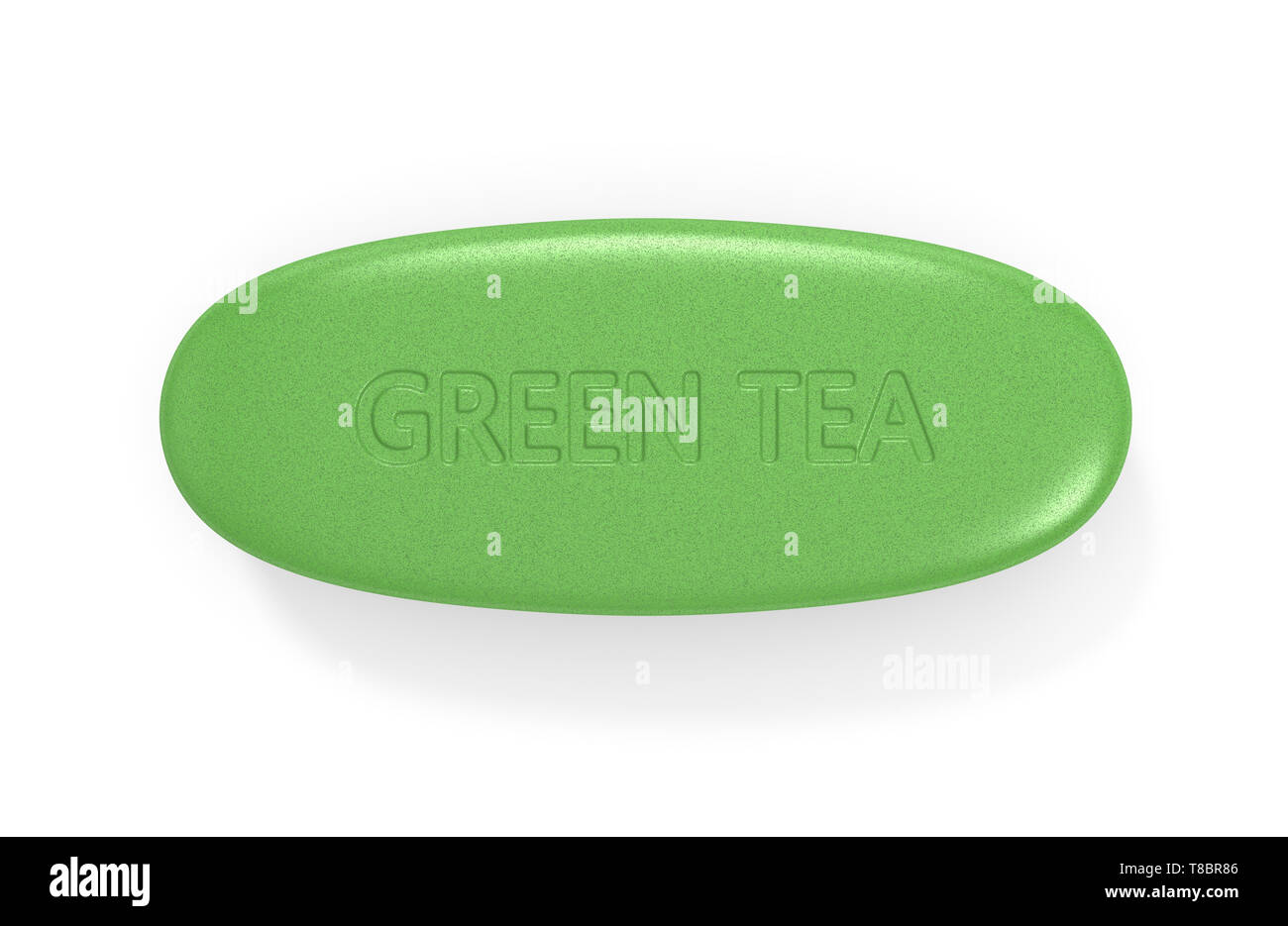 3d render of green tea pill isolated over white background Stock Photo