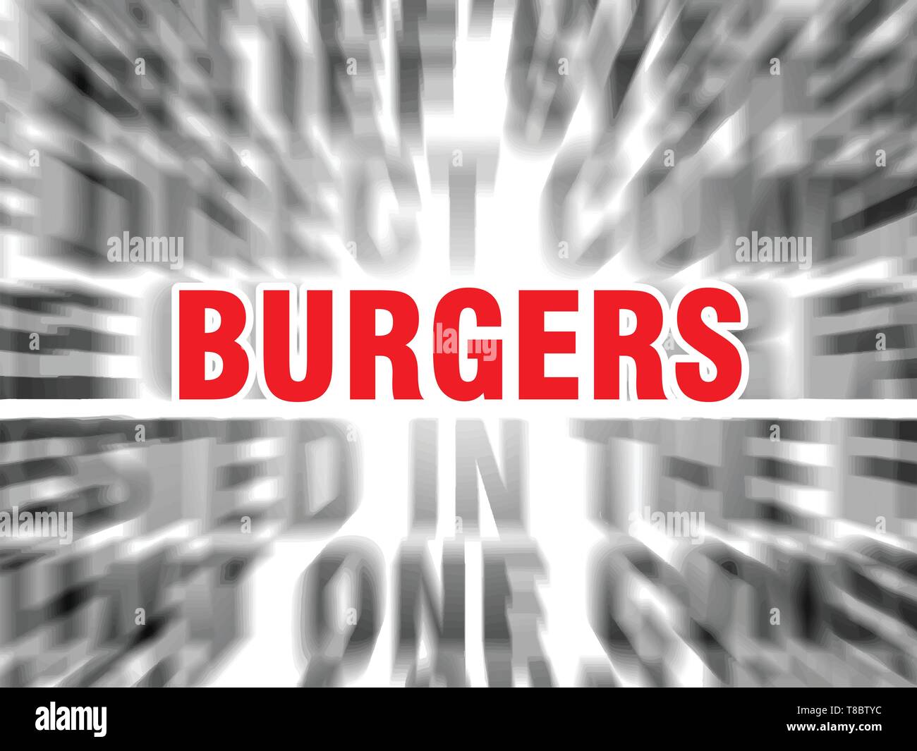 blurred text with focus on burgers Stock Vector