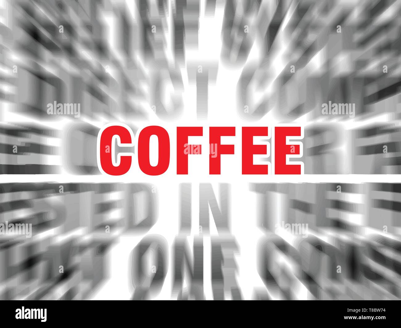 blurred text with focus on coffee Stock Vector