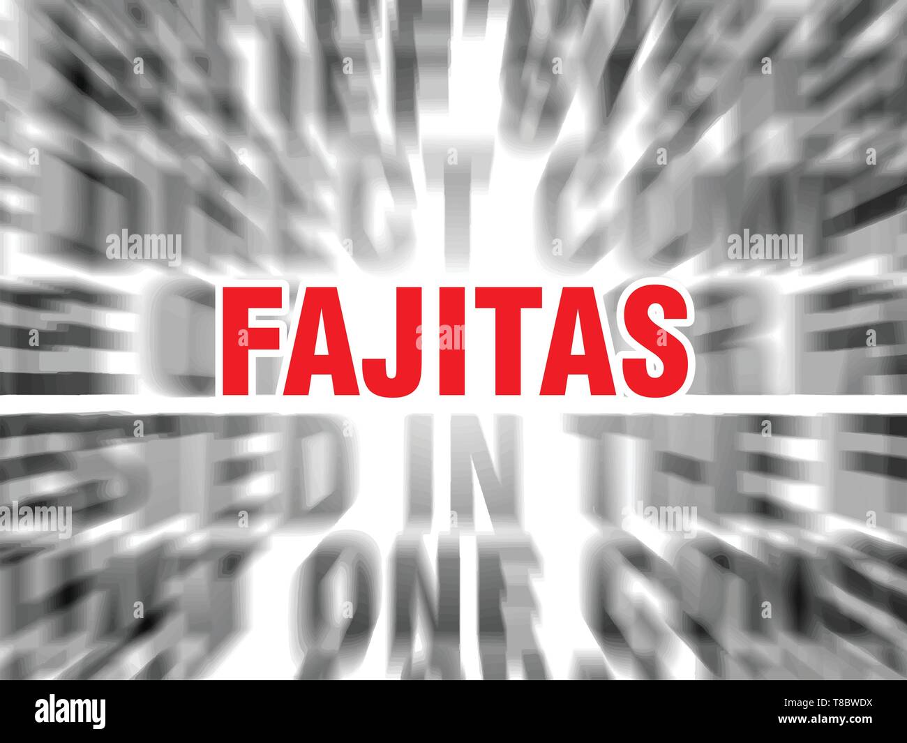 blurred text with focus on fajitas Stock Vector