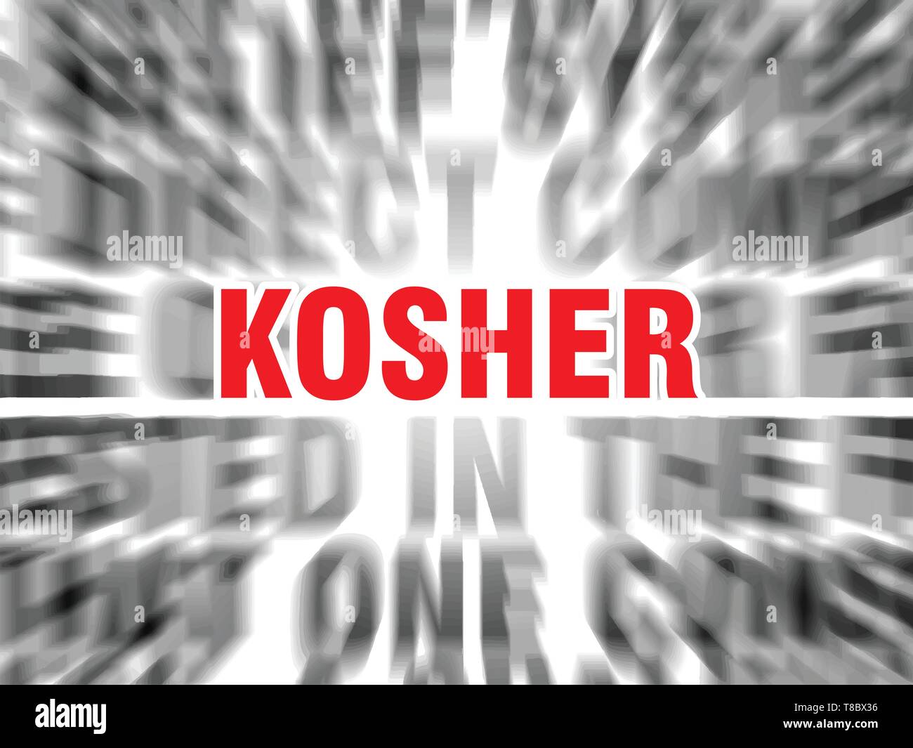 blurred text with focus on kosher Stock Vector