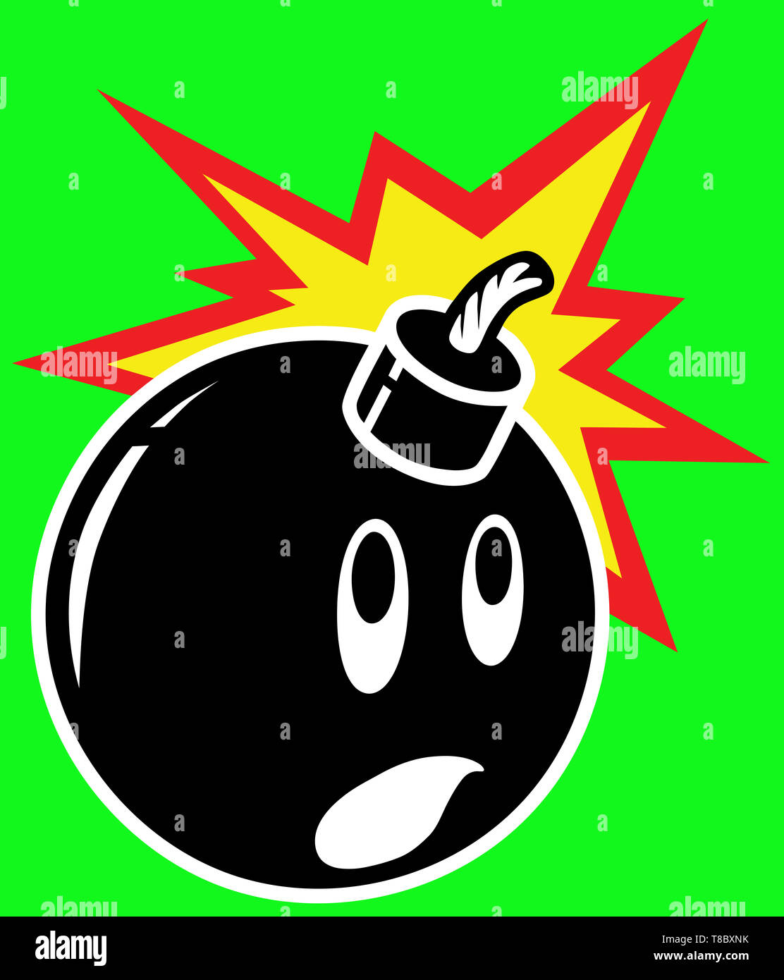 bomb ball black fire burning boom illustration face expression Stock Photo  - Alamy