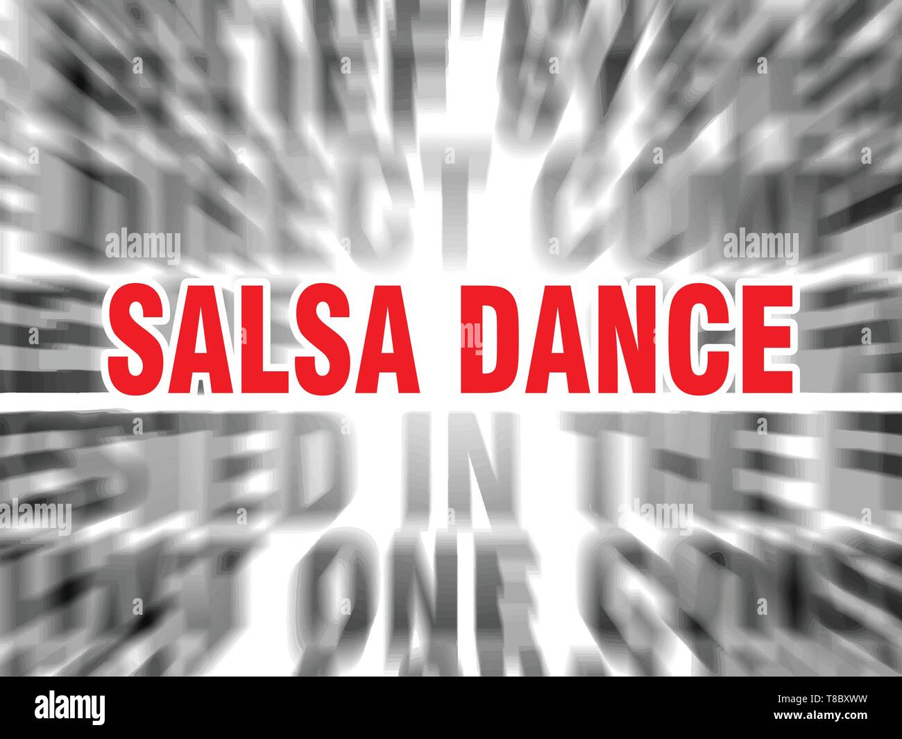 blurred text with focus on salsa dance Stock Vector
