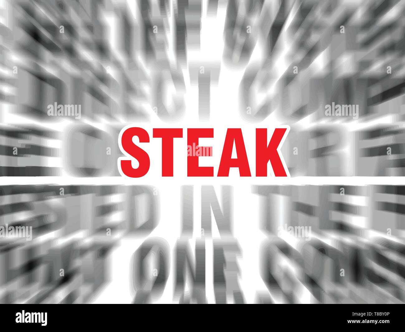 blurred text with focus on steak Stock Vector