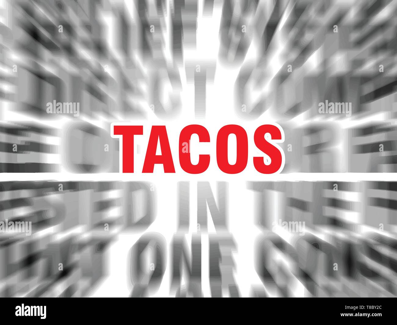 blurred text with focus on tacos Stock Vector