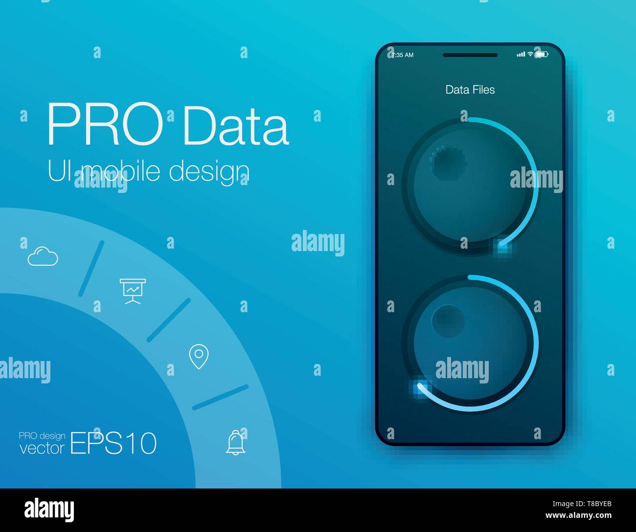 User interface with infographics with charts and graphs in flat design ...