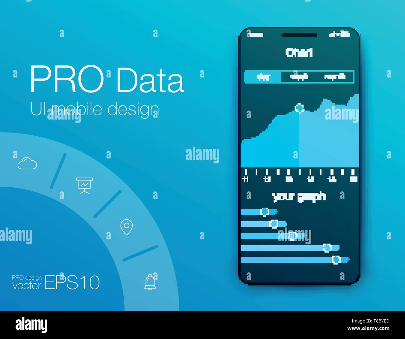 User interface with infographics with charts and graphs in flat design ...