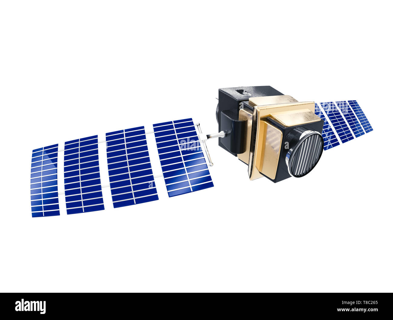 artificial satellite concept 3D rendering isolated on white Stock Photo