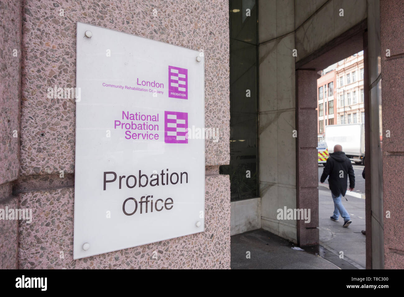 Signage outside the National Probation Service, Probation Office, Great Dover Street,  Southwark, London SE1, UK Stock Photo