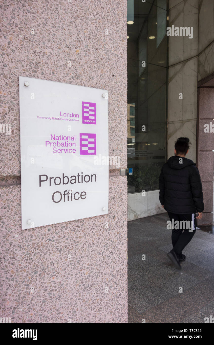 Signage outside the National Probation Service, Probation Office, Great Dover Street,  Southwark, London SE1, UK Stock Photo