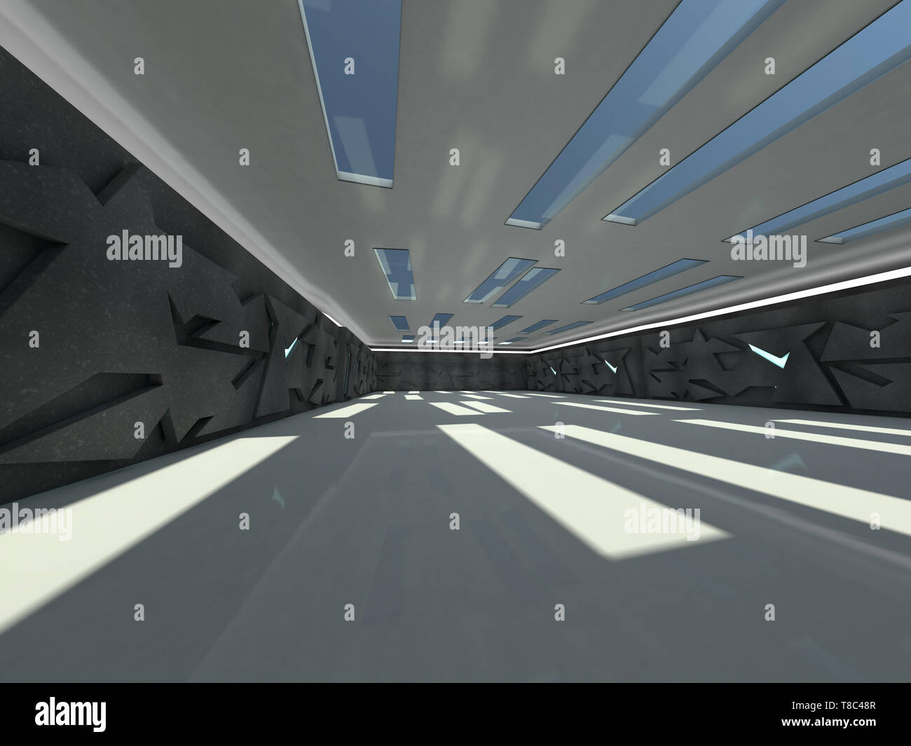 Abstract modern architecture background, empty open space interior. 3D ...