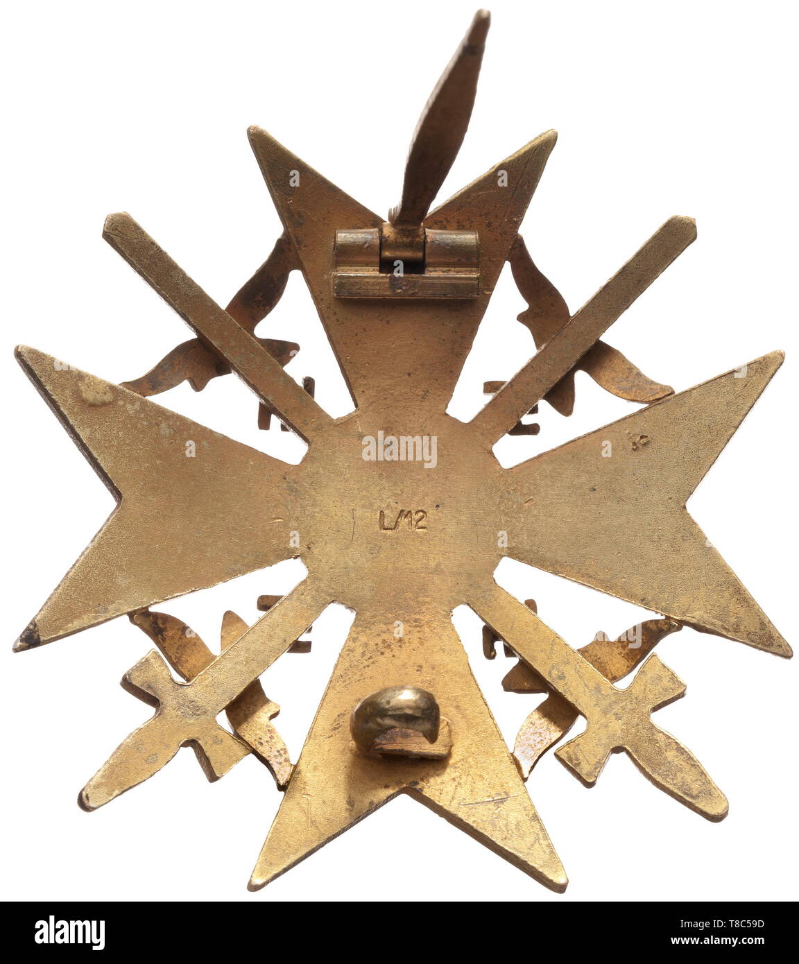 A Spanish Cross in Bronze with Swords Bronzed nonferrous metal