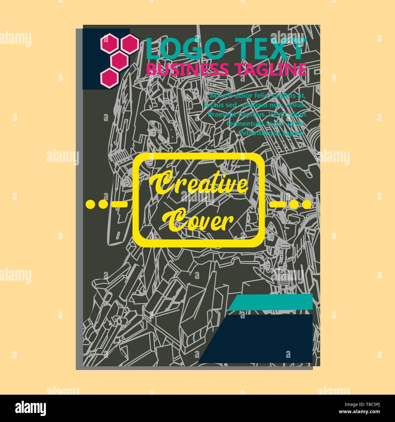 Vector illustration. robot sacred geometry. robot mockup isolated