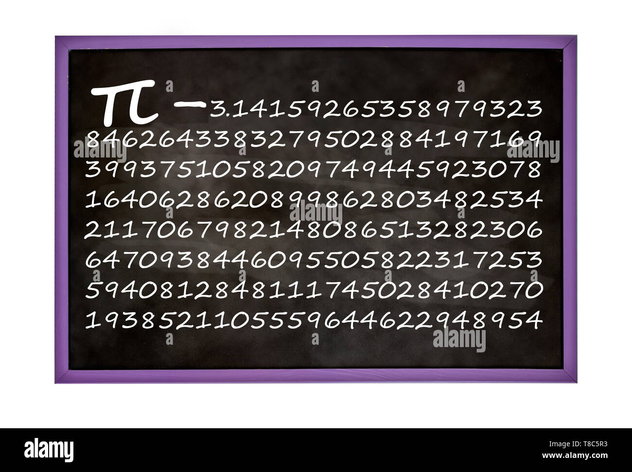 Pi number on blackboard isolated on white Stock Photo