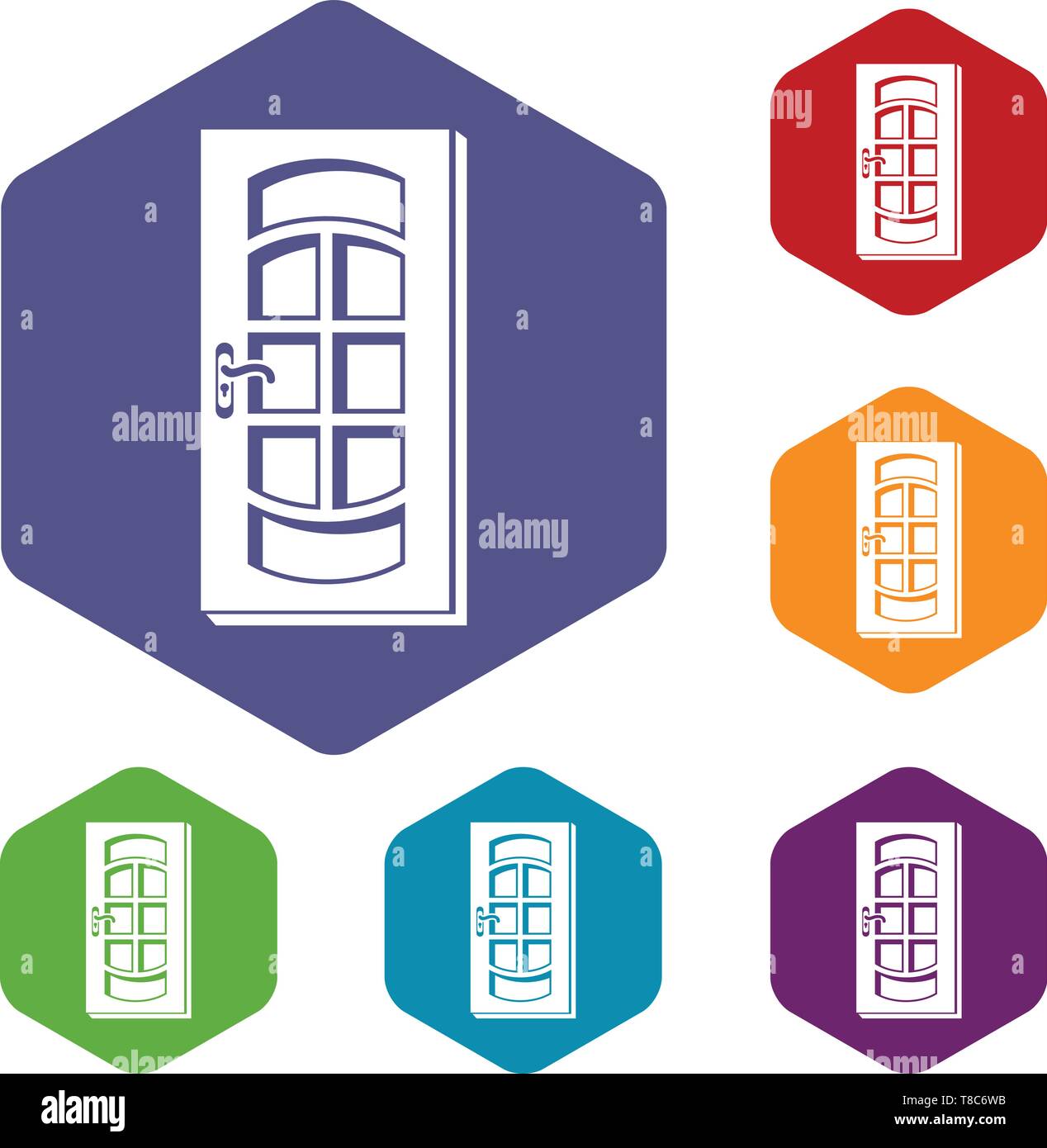 Door icons vector hexahedron Stock Vector
