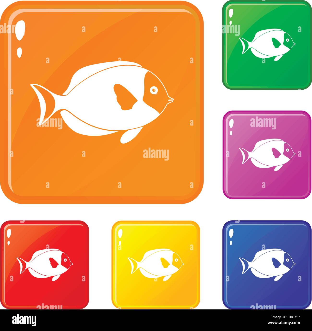 Fish icons set vector color Stock Vector Image & Art - Alamy