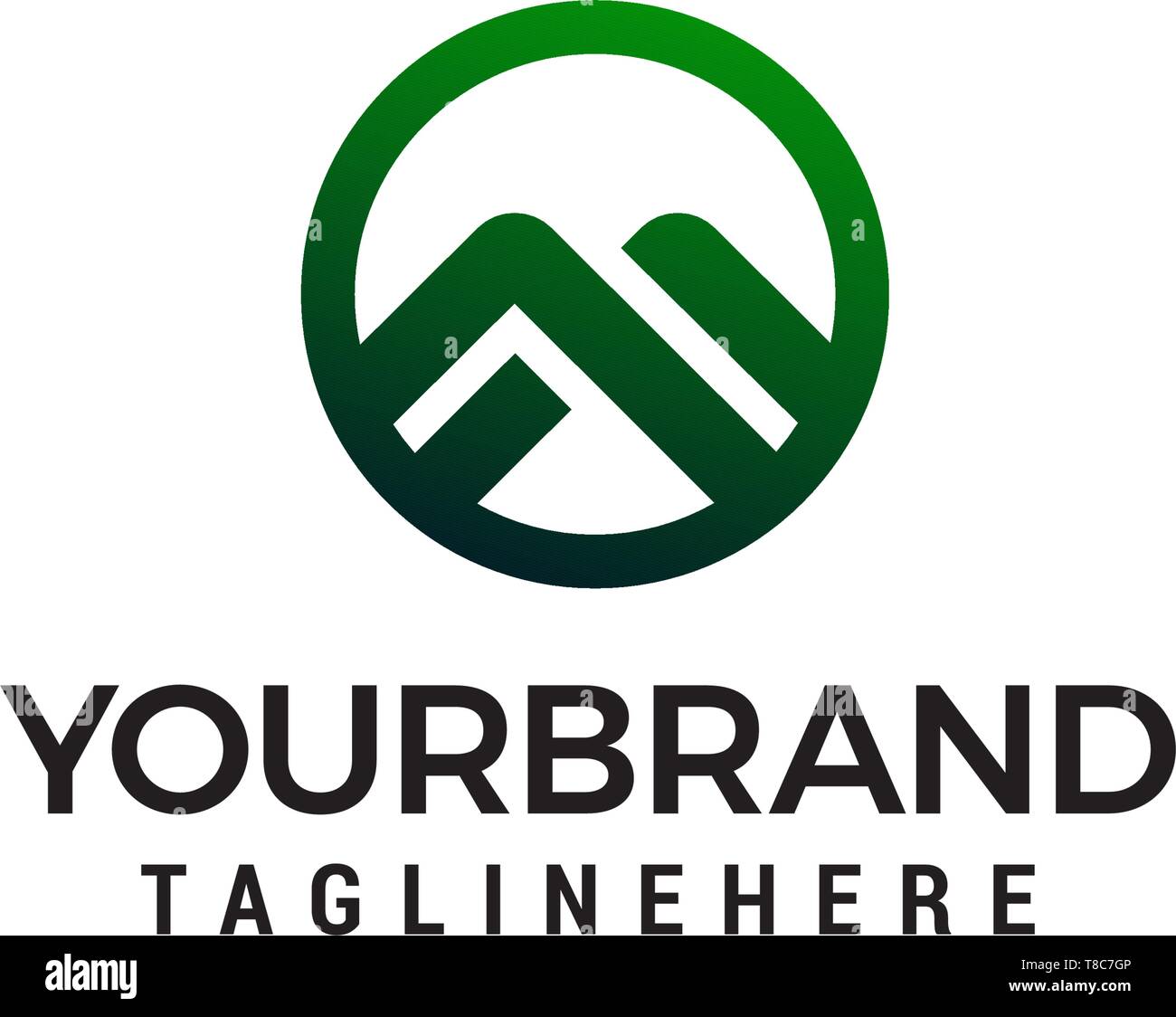 letter m mountain circle logo design concept template vector Stock ...