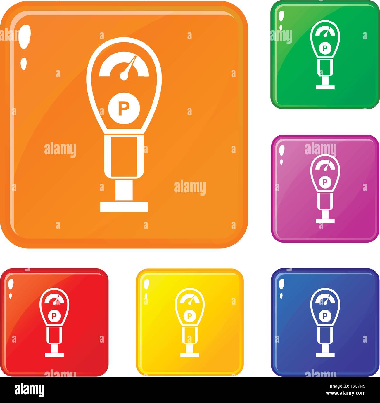 Parking meters icons set vector color Stock Vector