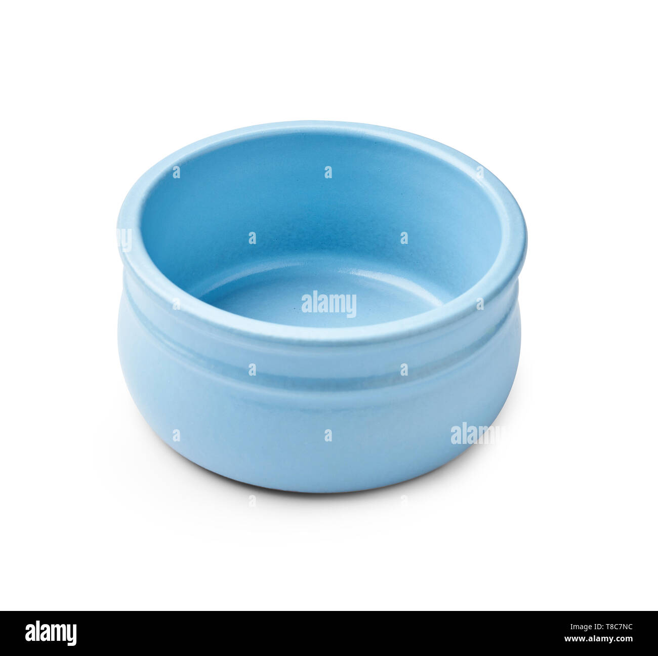 Blue bowl for yogurt isolated on white background Stock Photo