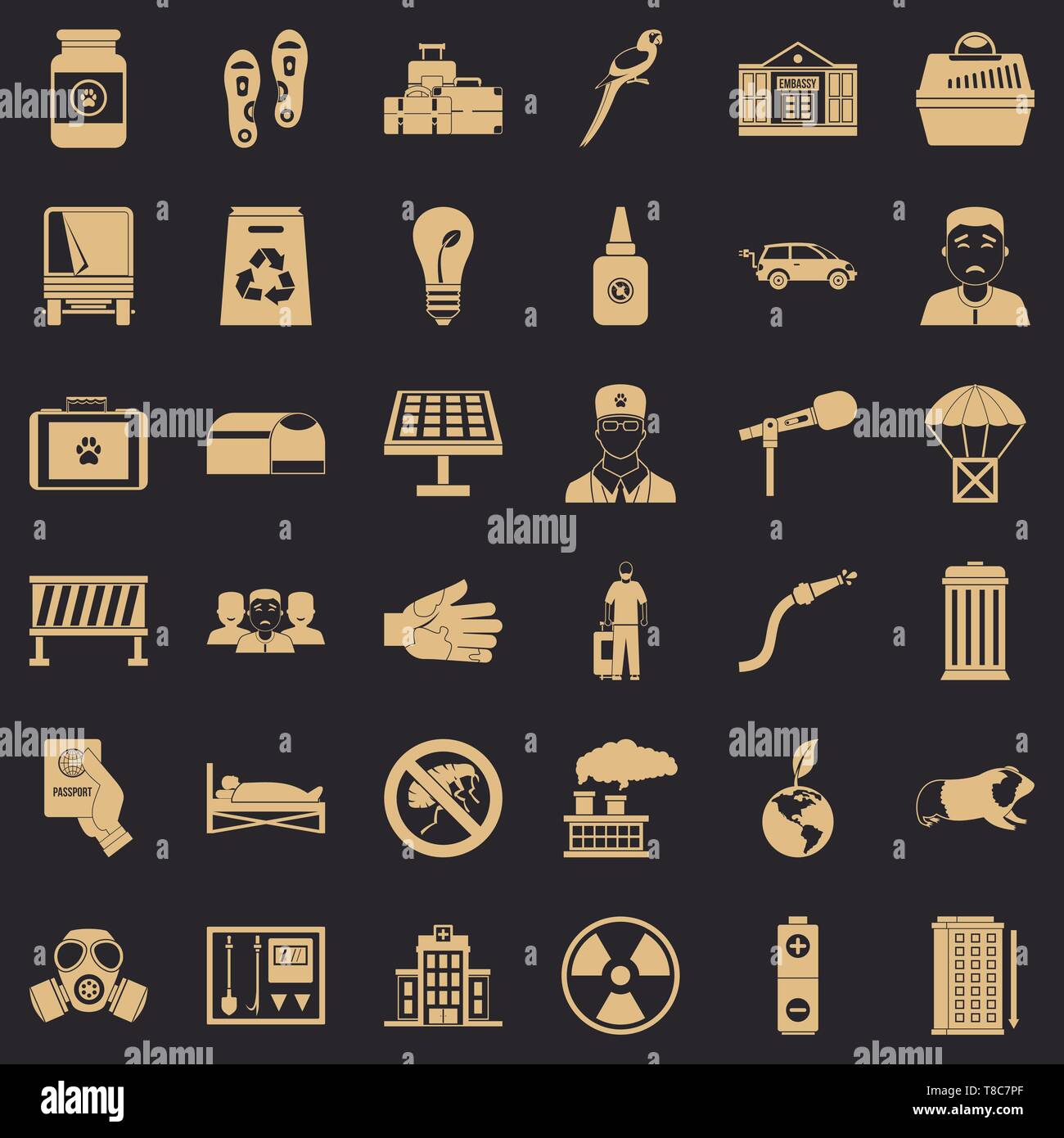 Insect icons set, simple style Stock Vector
