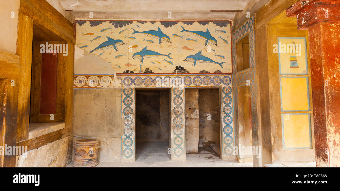 Fresco de los Delfines, Habitación de la Reina, Palacio de Knossos