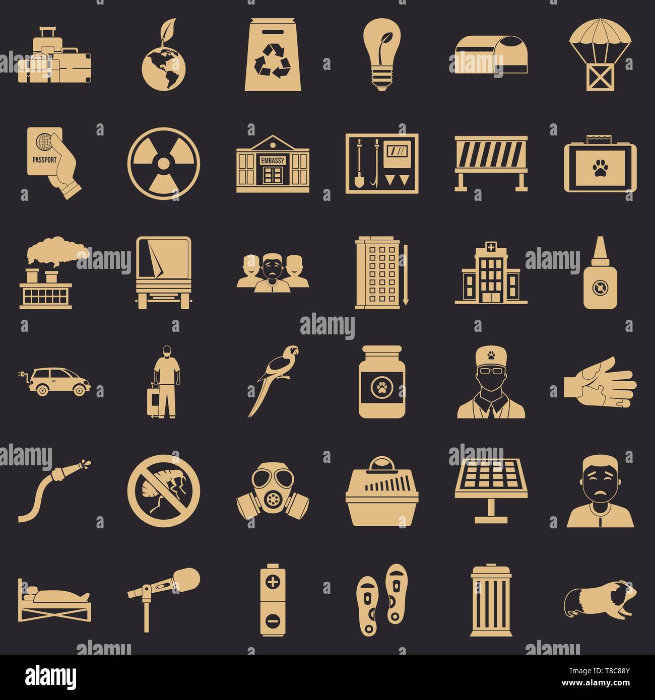 Hospital icons set, simple style Stock Vector
