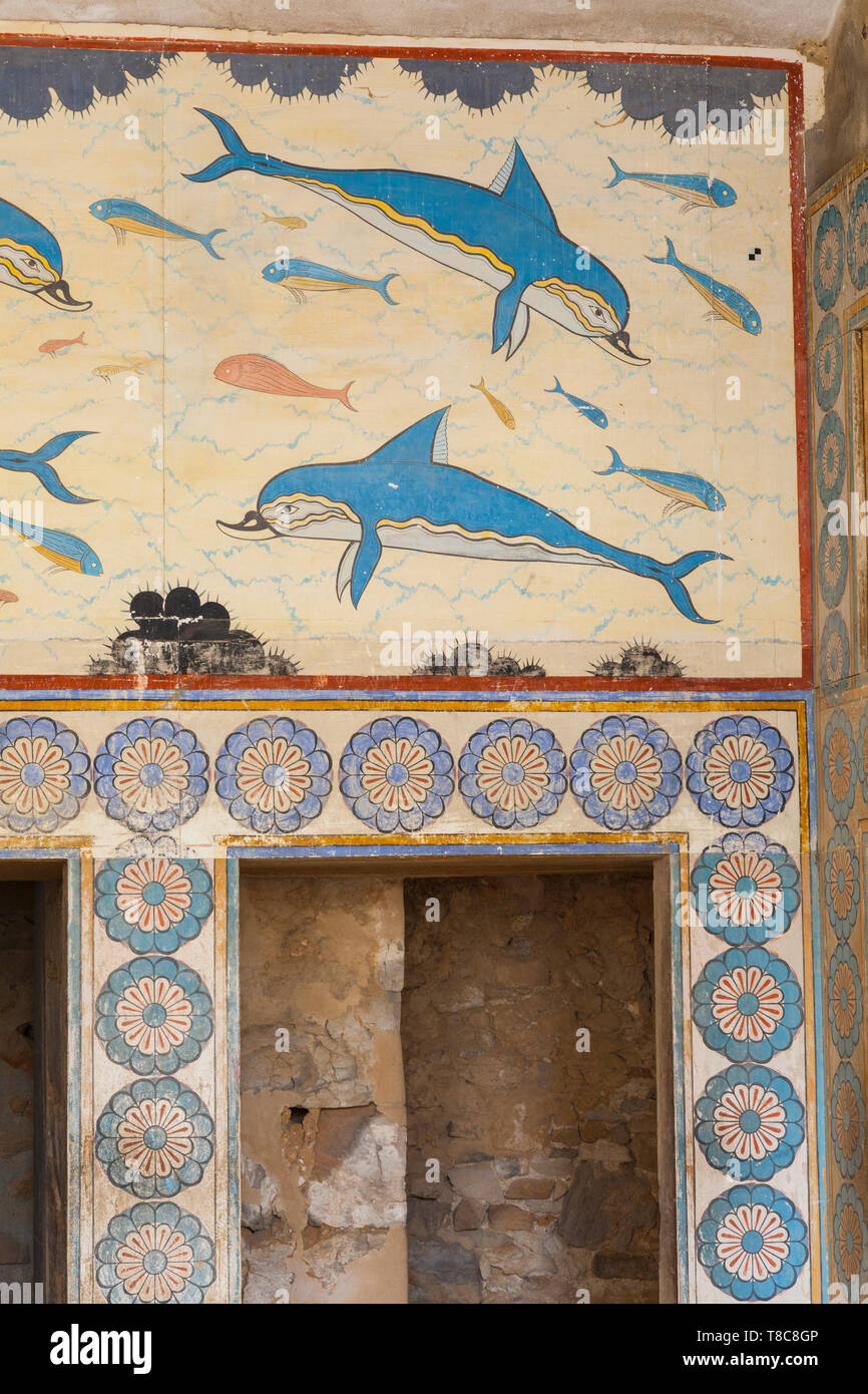 Fresco de los Delfines, Habitación de la Reina, Palacio de Knossos