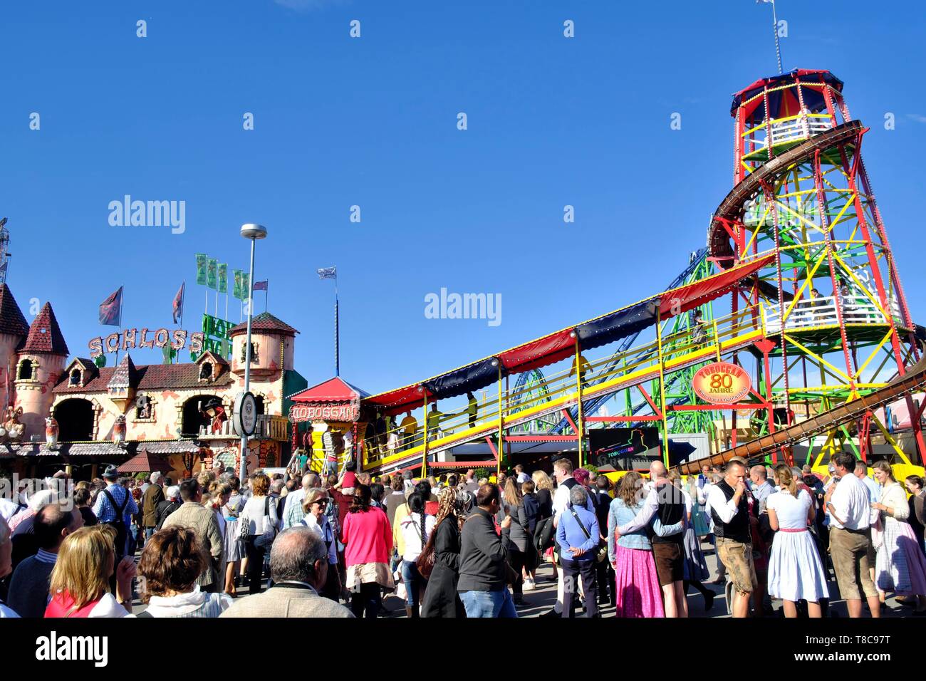Toboggan slide, rides, Oktoberfest, Munich, Upper Bavaria, Bavaria