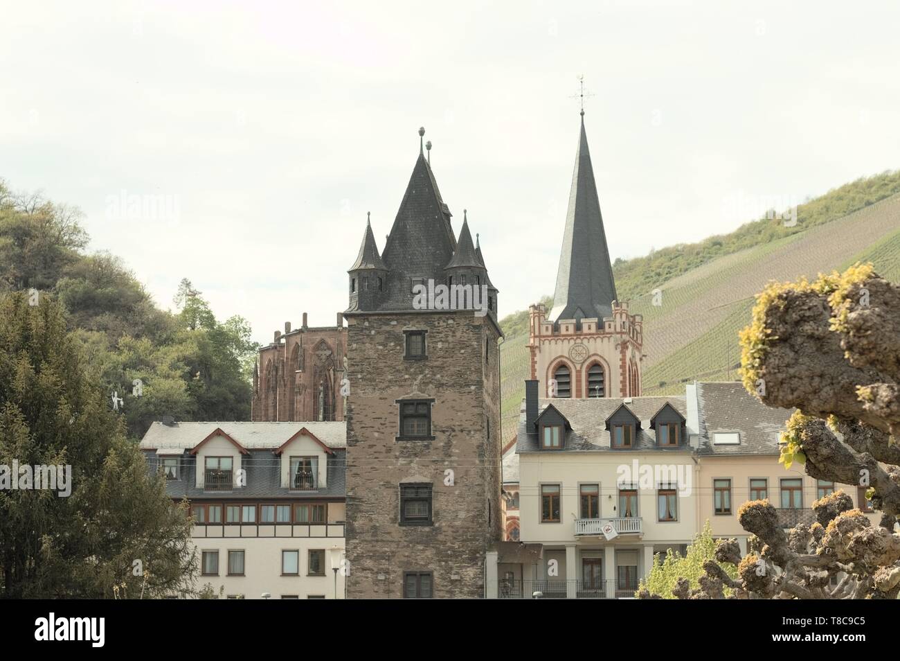 View of the medieval town of Bacharach (Germany, Europe) Stock Photo